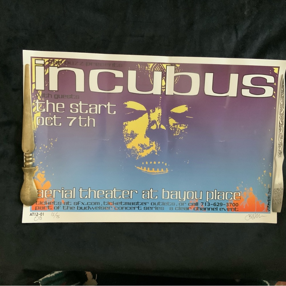2001 INCUBUS & THE START Concert Poster Jermaine Rogers 2001 Offset Collection